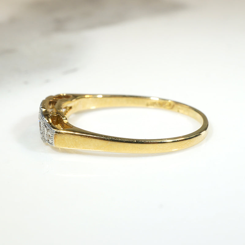 English Stepped Diamond Band in Platinum & 18ct