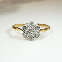 Starry-Flower Diamond Ring in Platinum & 18ct Gold