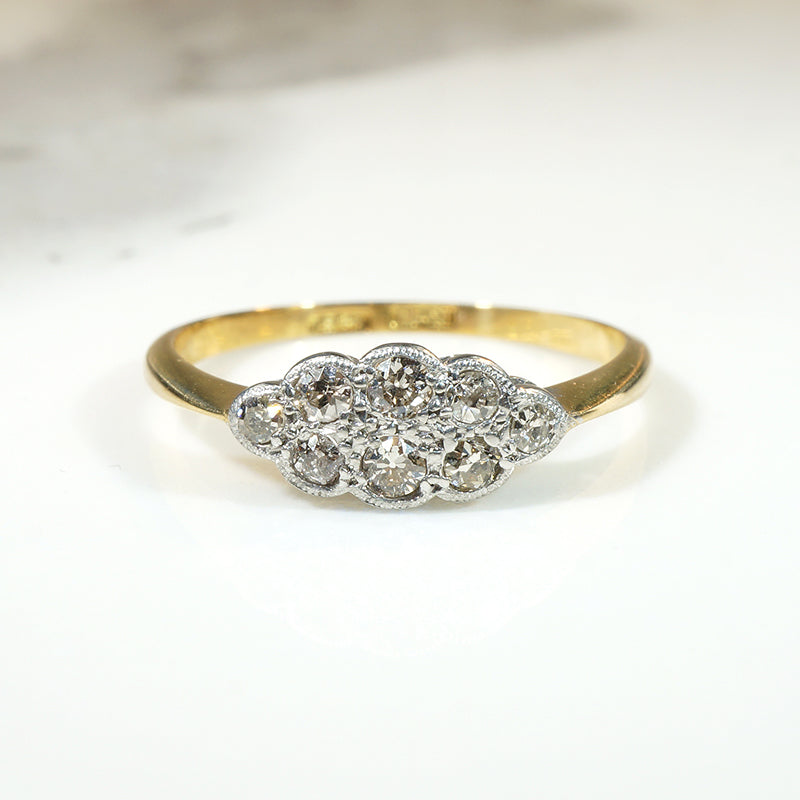 Dainty Victorian Navette Diamond Cluster Ring