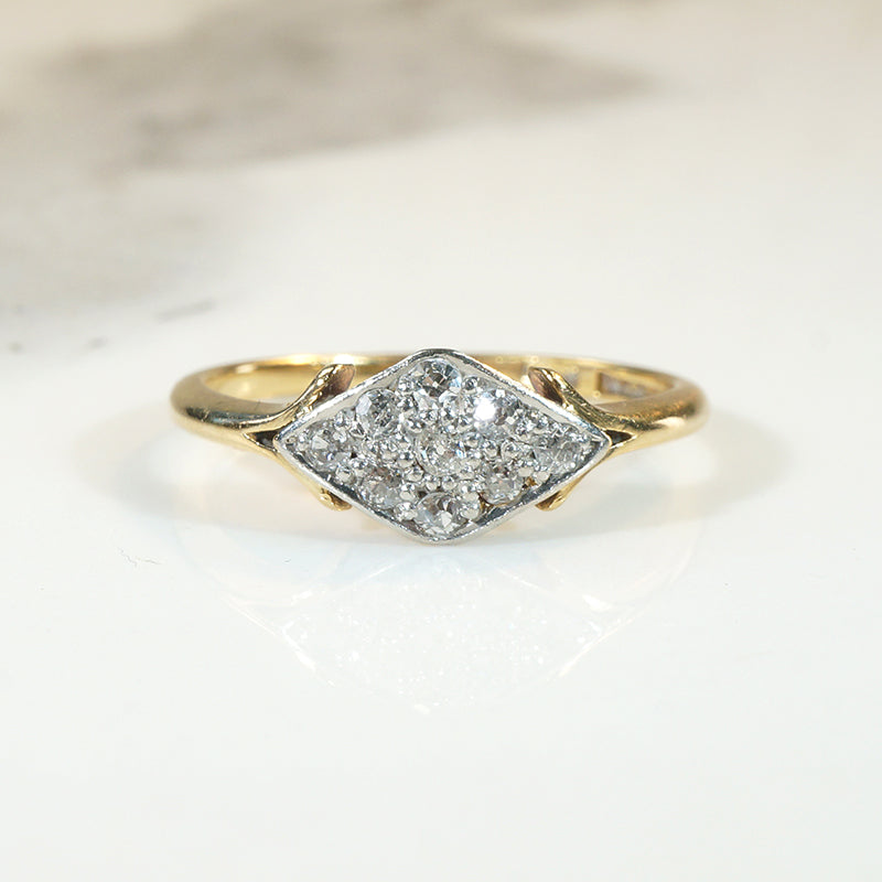 Darling Victorian Diamond Navette 18ct & Platinum Ring& 18ct Gold