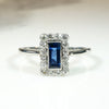 English Sapphire & Diamonds in Platinum Picture Frame Ring