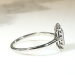 English Sapphire & Diamonds in Platinum Picture Frame Ring