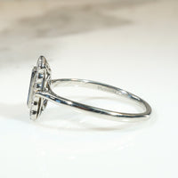 English Sapphire & Diamonds in Platinum Picture Frame Ring