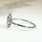 English Sapphire & Diamonds in Platinum Picture Frame Ring
