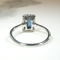 English Sapphire & Diamonds in Platinum Picture Frame Ring