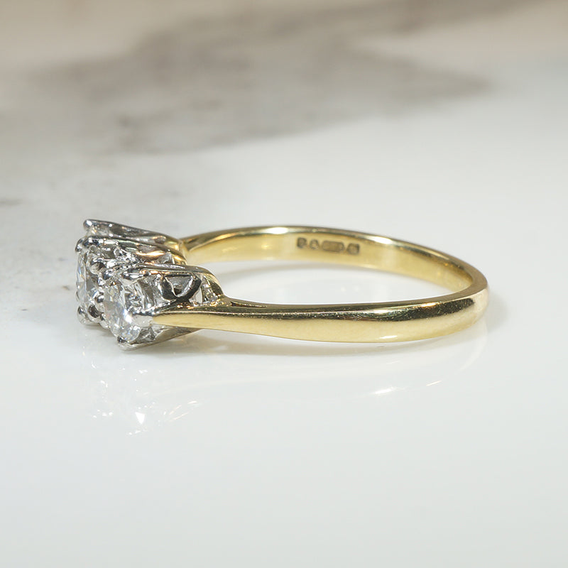Classic English Diamond Trilogy Ring in 18ct & Platinum