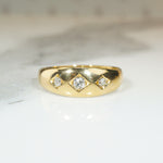 Softly Tapered 18ct Gold Band with Old Mine Cut Diamonds