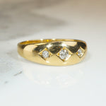 Softly Tapered 18ct Gold Band with Old Mine Cut Diamonds