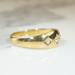 Softly Tapered 18ct Gold Band with Old Mine Cut Diamonds