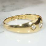 Softly Tapered 18ct Gold Band with Old Mine Cut Diamonds