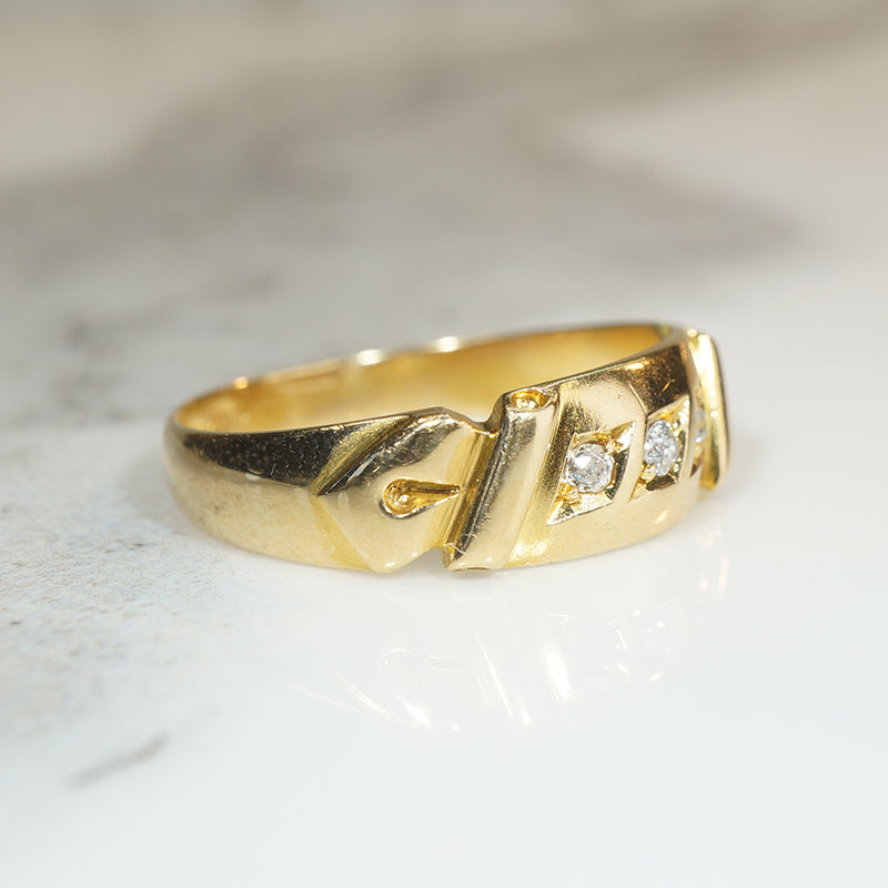 Antique Chester Old Mine Cut Diamond & 18ct Gold Band