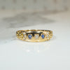 Engraved Flourish Diamond & Sapphire Edwardian Ring