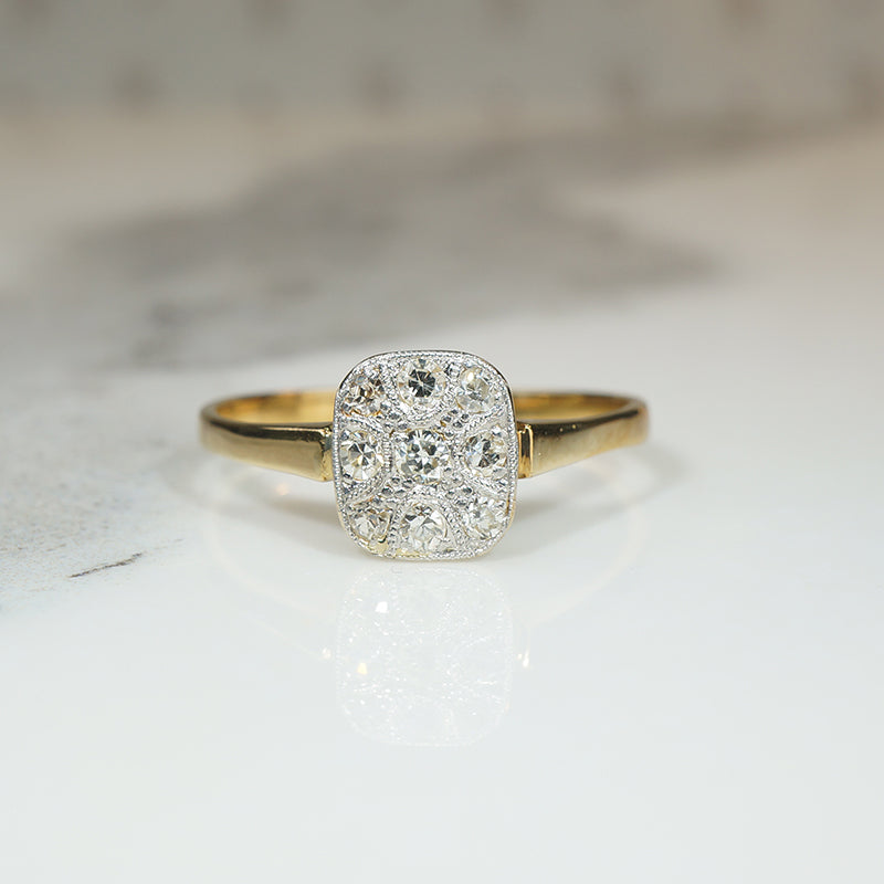 Petite Diamond Panel Ring in Platinum & Gold