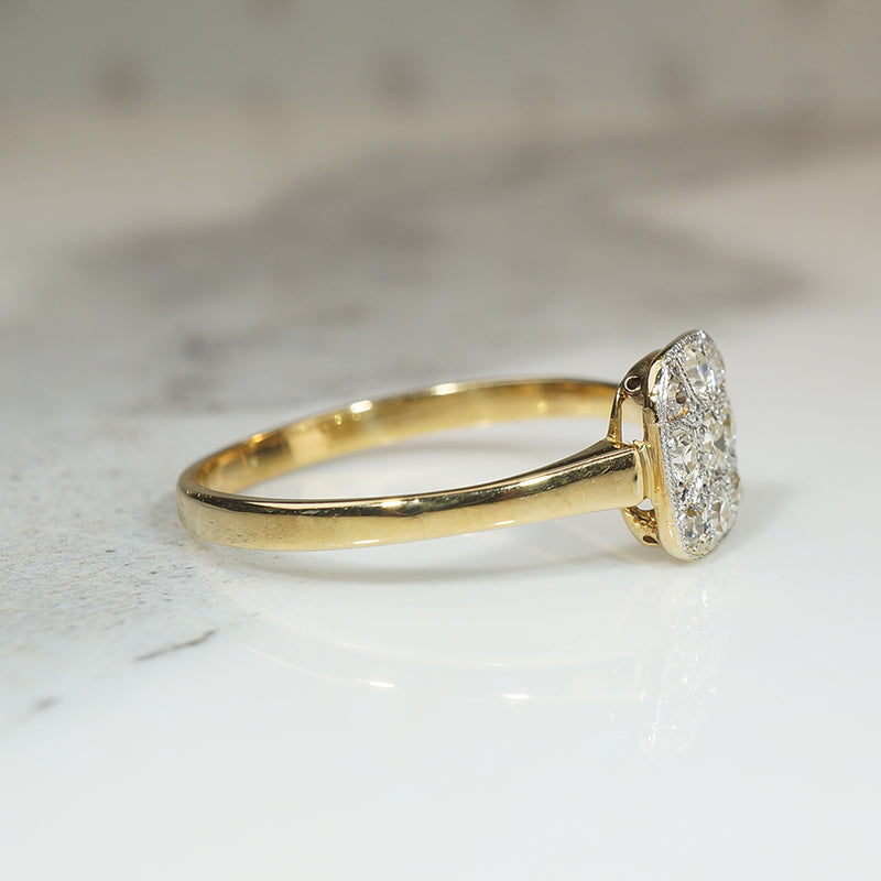 Petite Diamond Panel Ring in Platinum & Gold