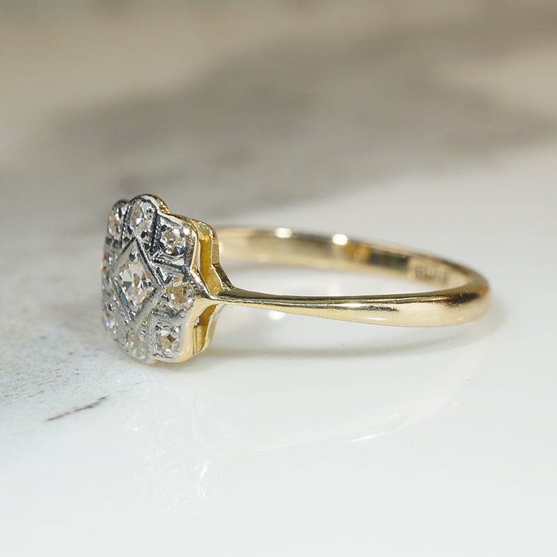 Edwardian Diamond Cluster Wind Rose Ring