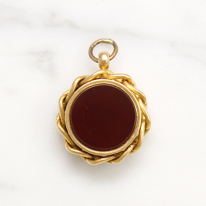 Victorian Compass Fob in 18k Gold & Carnelian