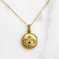 Petite Gem-Studded Fleur de Lis Locket