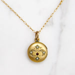 Petite Gem-Studded Fleur de Lis Locket