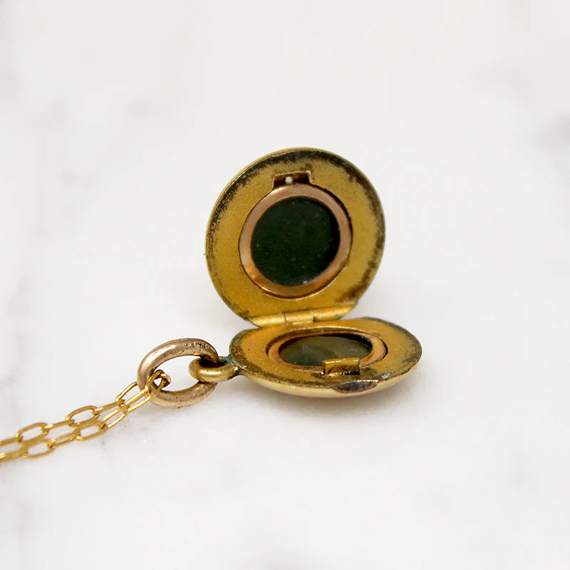 Petite Gem-Studded Fleur de Lis Locket