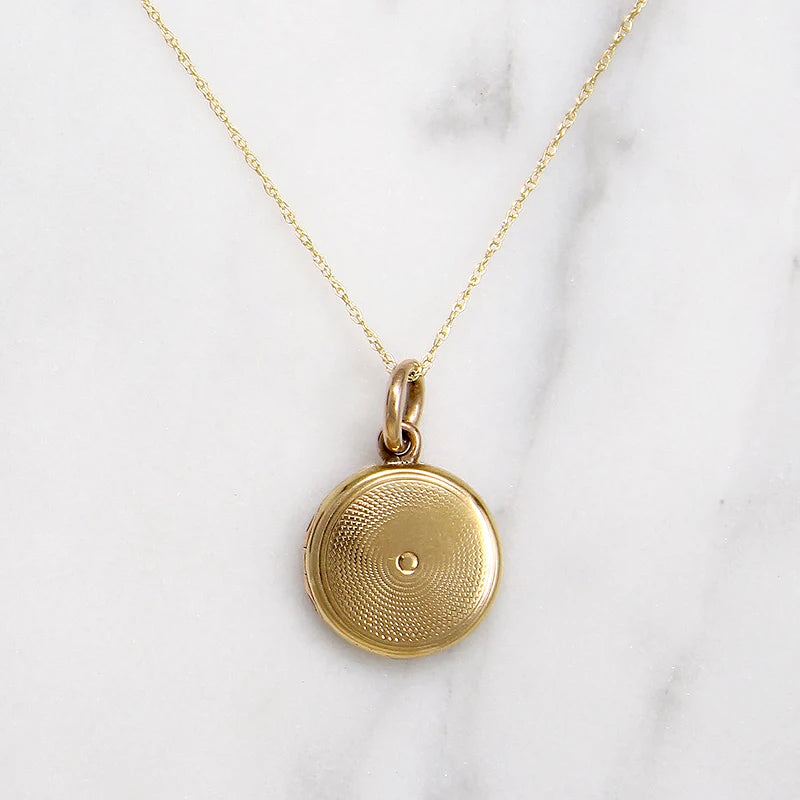 Tiny 18ct Gold Engraved Locket with Lock of Hair