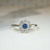 English Sapphire & Diamond Cluster Flower Ring