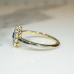 English Sapphire & Diamond Cluster Flower Ring