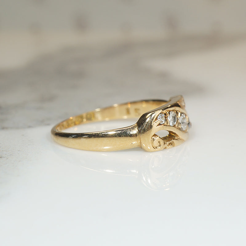 Edwardian Diamond & 18ct Gold Flourish Band