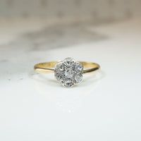 Rose Cut DIamonds in Silver & 18ct Gold Flower Ring