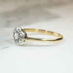 Rose Cut DIamonds in Silver & 18ct Gold Flower Ring