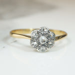 Rose Cut DIamonds in Silver & 18ct Gold Flower Ring