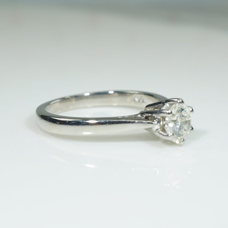 Mid Century English Diamond & Platinum Solitaire Ring