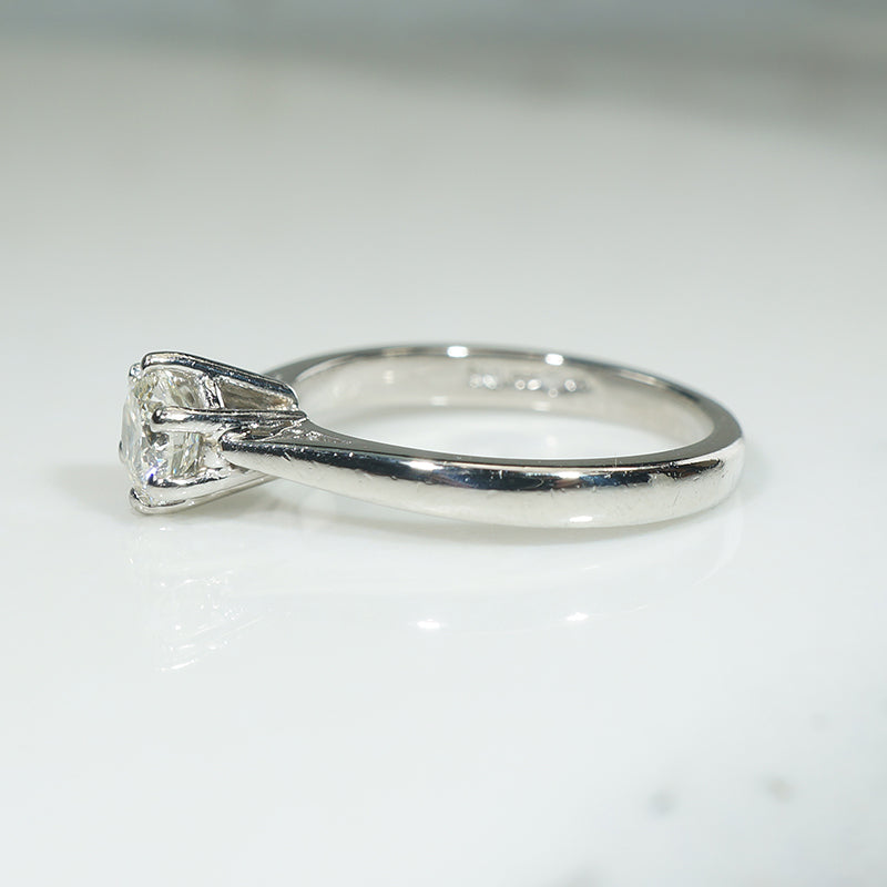 Mid Century English Diamond & Platinum Solitaire Ring