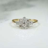 Pretty Floral Platinum and Gold Ring