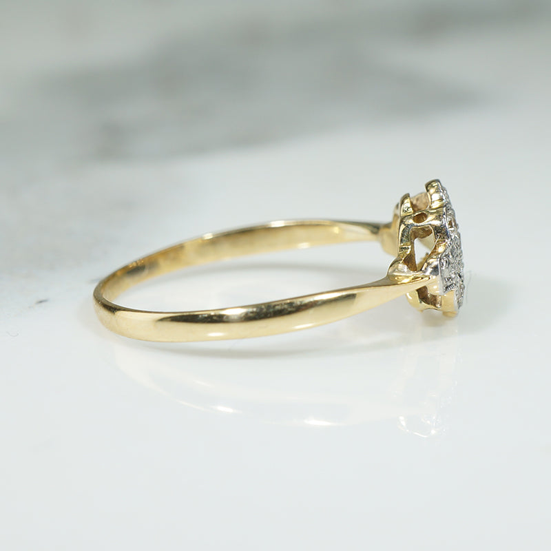 Pretty Floral Platinum and Gold Ring