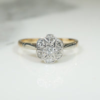 Platinum and Gold Star and Flower Ring