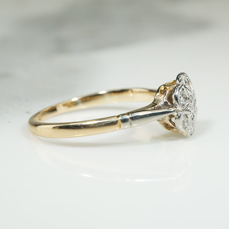 Platinum and Gold Star and Flower Ring
