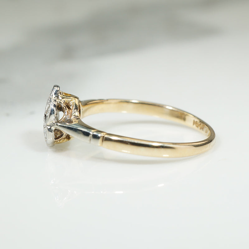 Platinum and Gold Star and Flower Ring