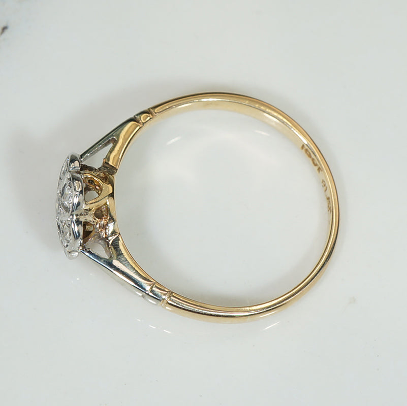 Platinum and Gold Star and Flower Ring