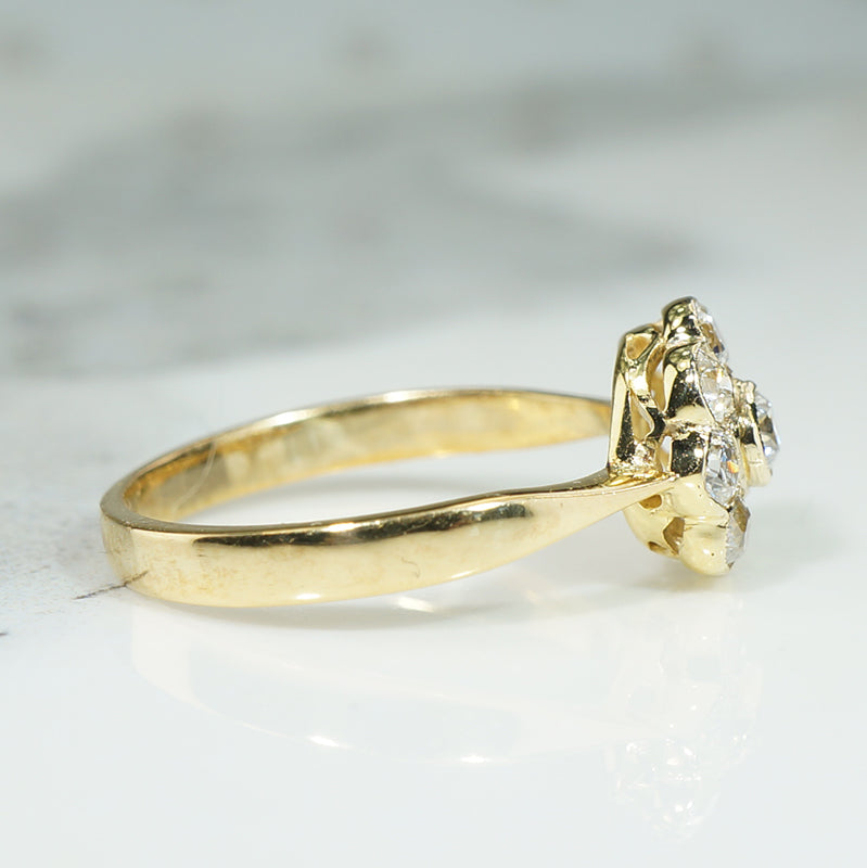 Shining 18k Gold OMC Diamond Cluster Ring