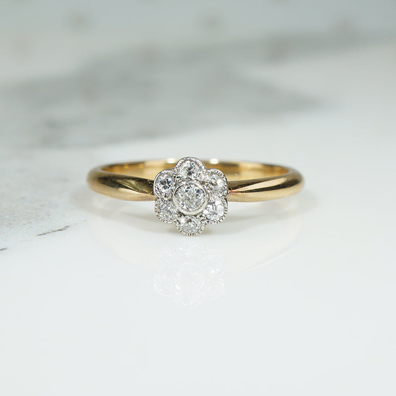 Diamond Flower Cluster Ring