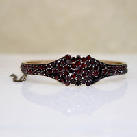 Decadent Bohemian Garnet Cluster Flower Bangle
