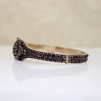 Decadent Bohemian Garnet Cluster Flower Bangle
