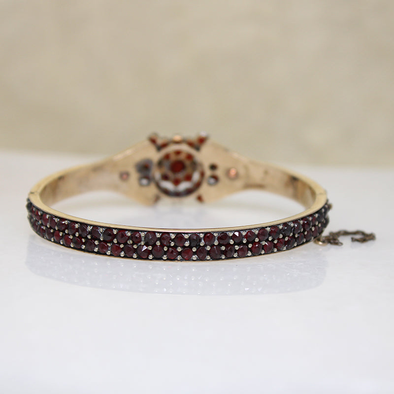 Decadent Bohemian Garnet Cluster Flower Bangle