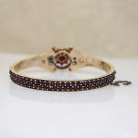 Decadent Bohemian Garnet Cluster Flower Bangle