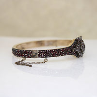 Decadent Bohemian Garnet Cluster Flower Bangle