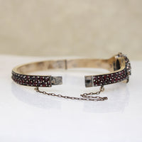 Decadent Bohemian Garnet Cluster Flower Bangle