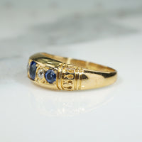 English Band Sapphire and OMC Diamonds in 18k