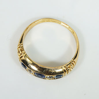 English Band Sapphire and OMC Diamonds in 18k