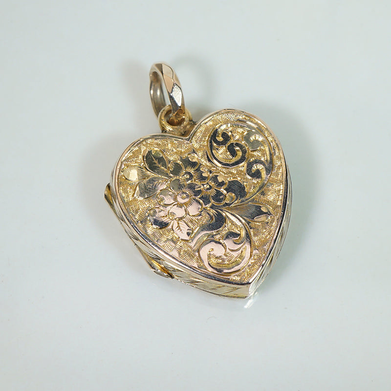Antique Hand Engraved Floral Heart Locket