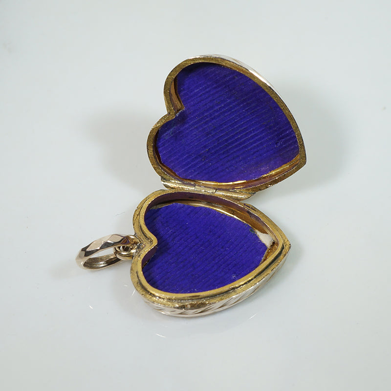 Antique Hand Engraved Floral Heart Locket